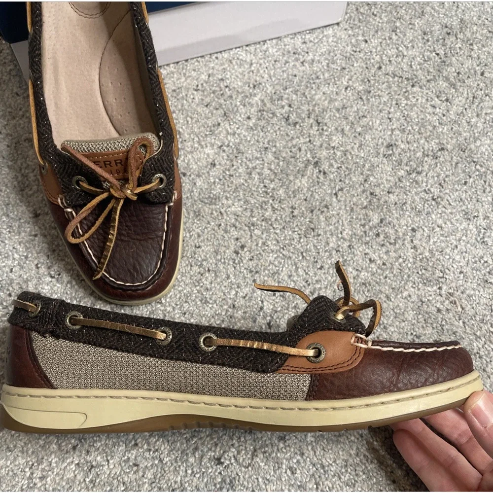 Sperry Top-Sider Women's Angelfish Boat Shoes Sz 8M Plaid Leather Comfort Preppy